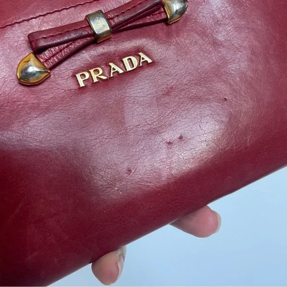 PRADA // Light Red Leather Continental Wallet - Picture 4 of 11